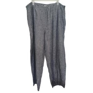 JM Collection Women's 100% Linen Pants Size 18 Gray Casual Wide Leg